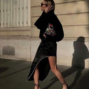 Zara faux diamond skirt black midi med